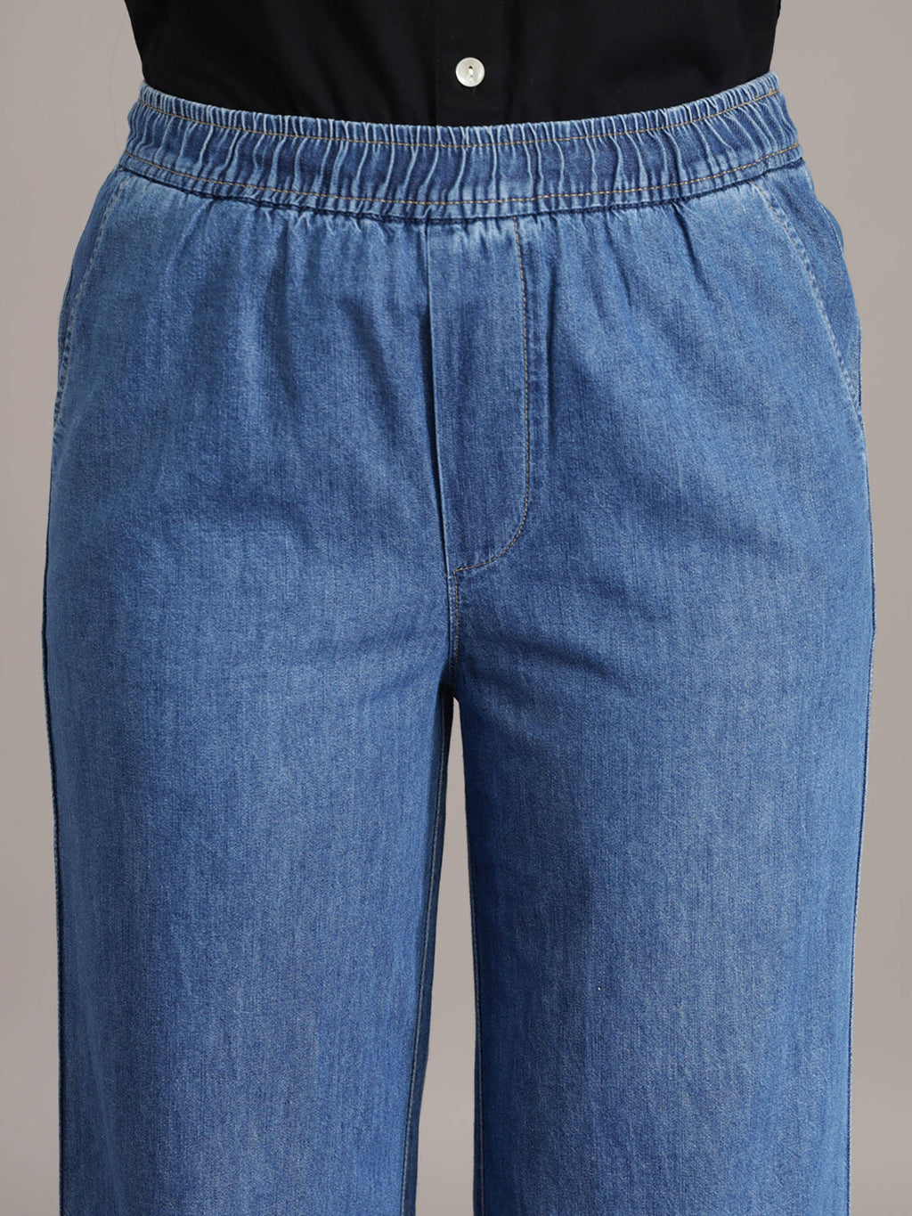 Women Blue Solid Straight Fit Jeans | ST23 - view 7