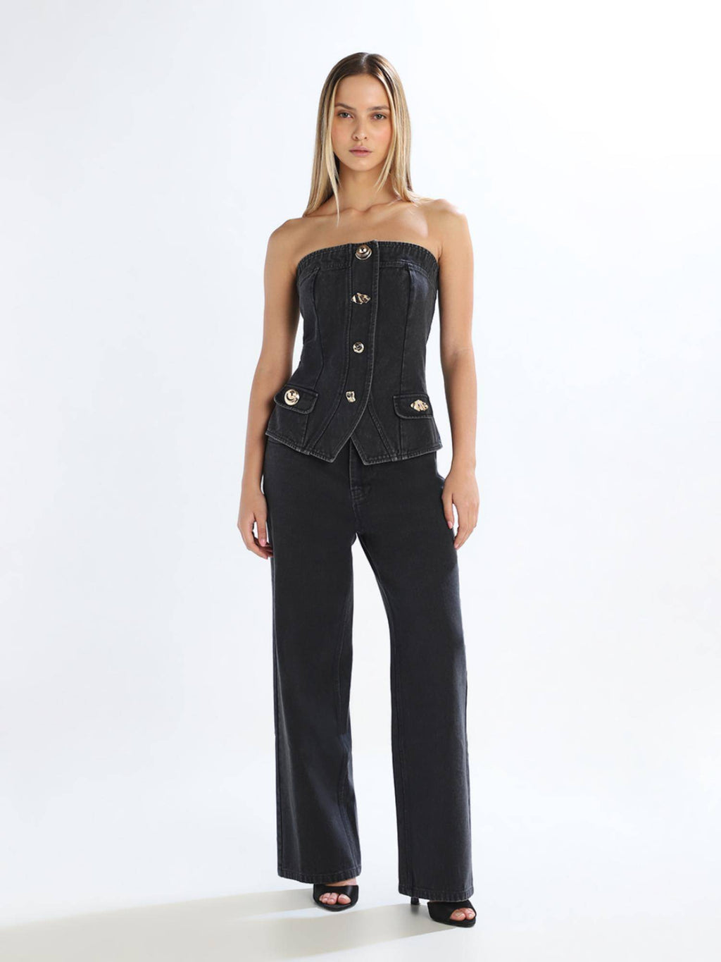 Womens Solid Slim Black Top | TT90 - view 2