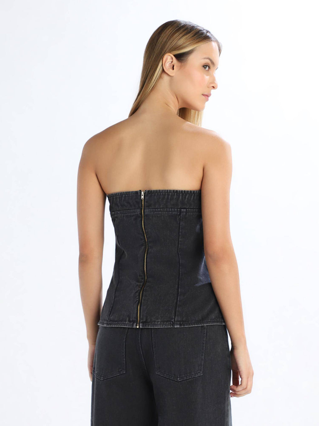 Womens Solid Slim Black Top | TT90 - view 6