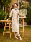 Women Beige Checks Rayon Kurta | KDG - view 1