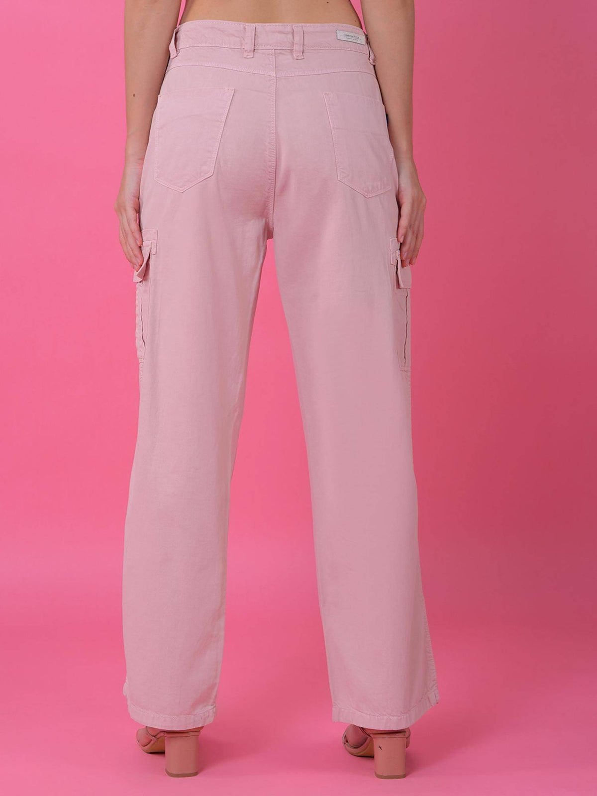 Womens Playful Peach Cotton Cargo Baggy Jeans | BG78 - view 4