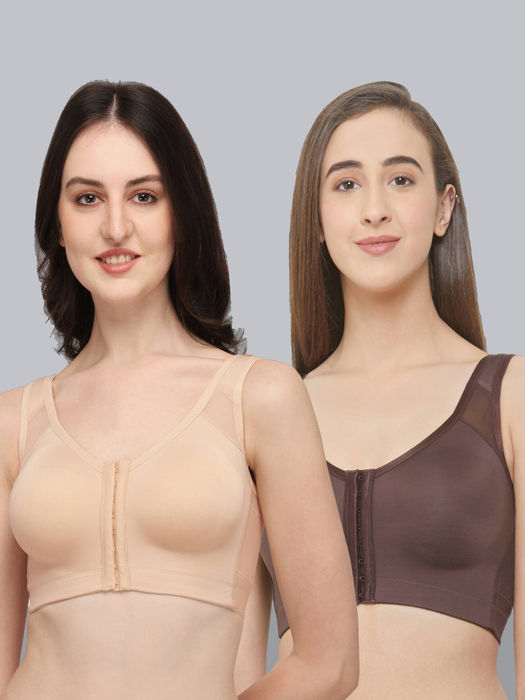 Women Front Closure Full Coverage Non Padded Non Wired Posture Correction Bra | sb09 - view 24