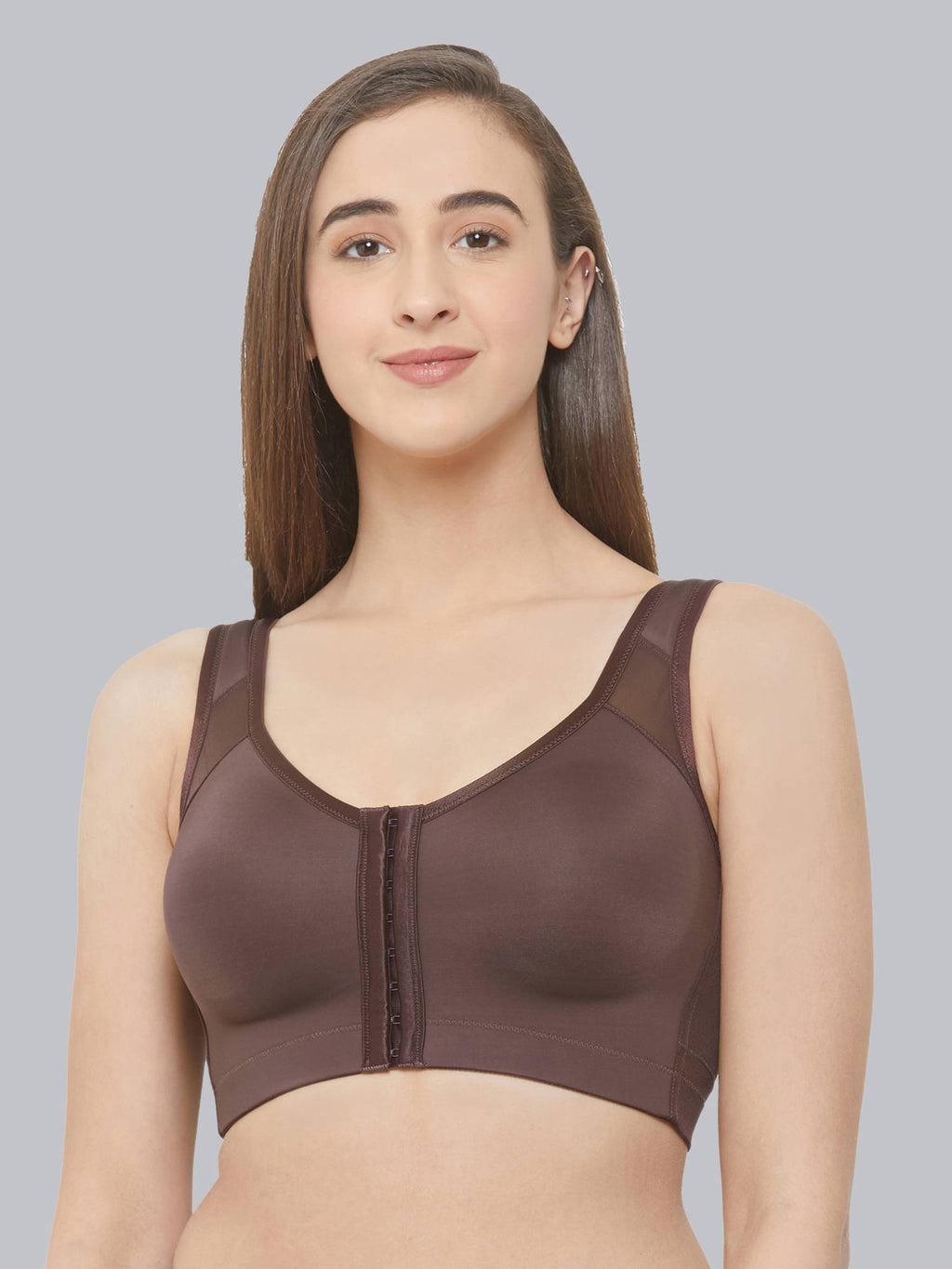Women Front Closure Full Coverage Non Padded Non Wired Posture Correction Bra | sb09 - view 26