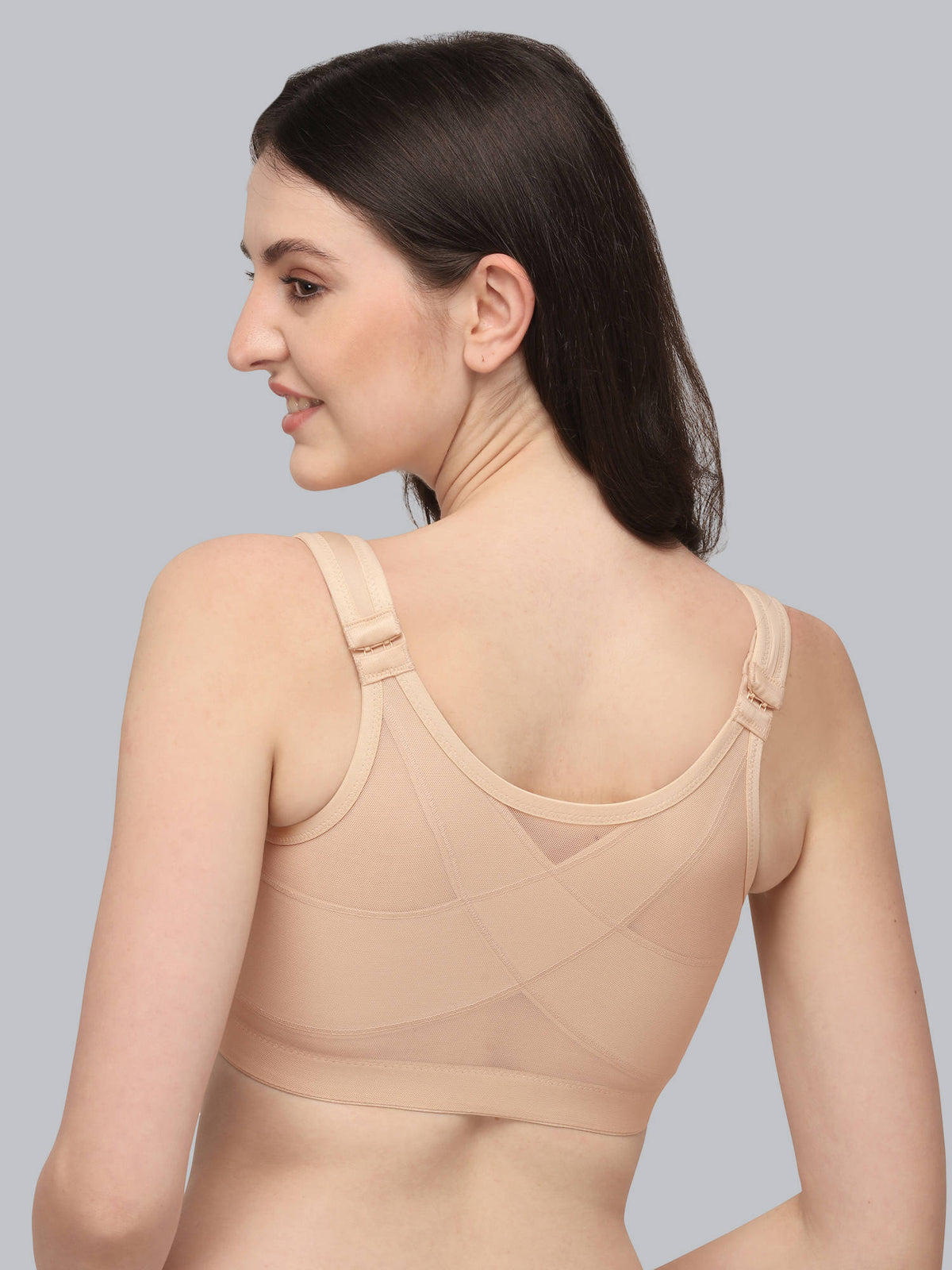 Women Front Closure Full Coverage Non Padded Non Wired Posture Correction Bra | sb09 - view 27