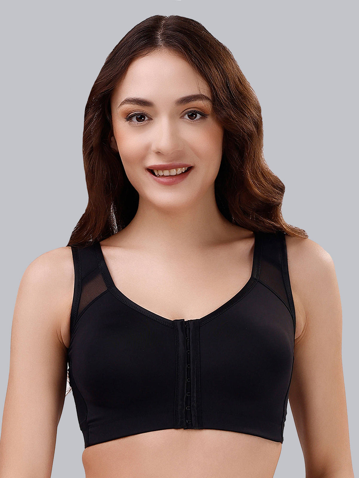 Women Front Closure Full Coverage Non Padded Non Wired Posture Correction Bra | sb09 - view 18