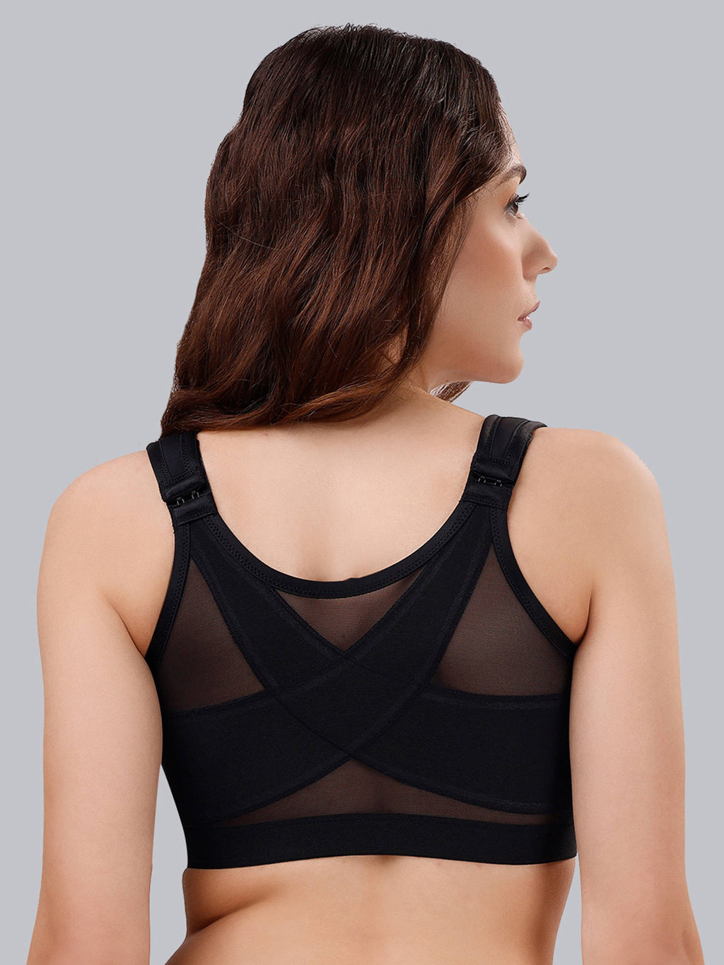 Women Front Closure Full Coverage Non Padded Non Wired Posture Correction Bra | sb09 - view 19