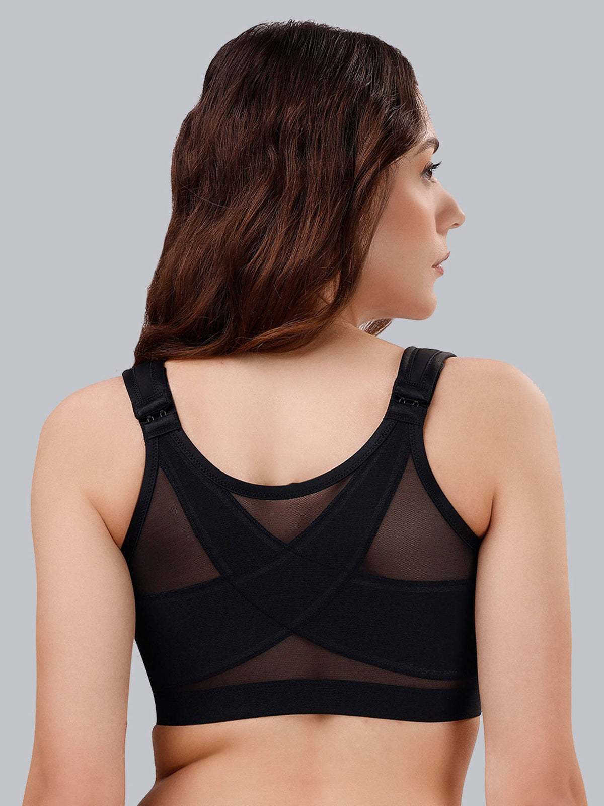 Women Front Closure Full Coverage Non Padded Non Wired Posture Correction Bra | sb09 - view 19