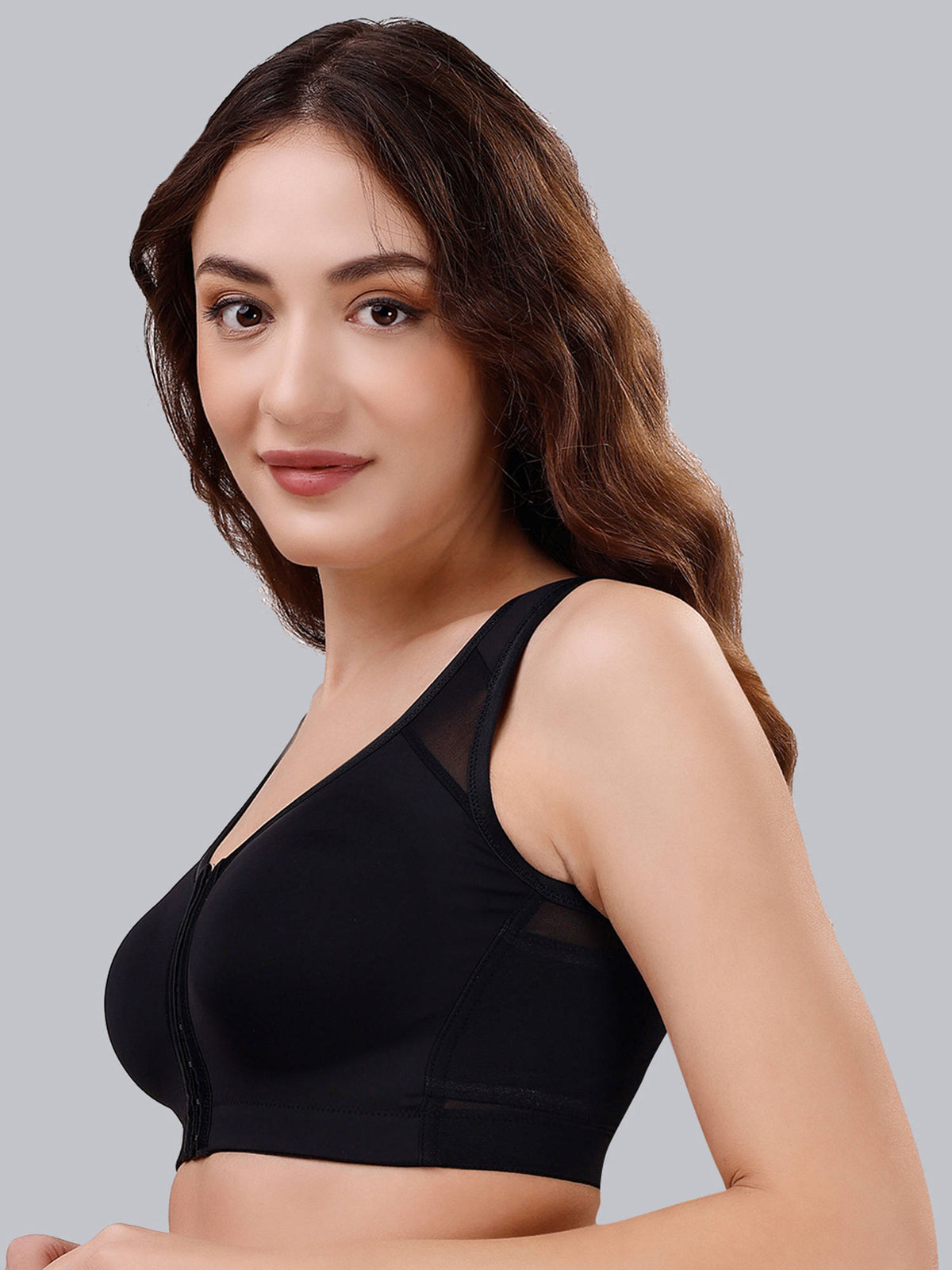 Women Front Closure Full Coverage Non Padded Non Wired Posture Correction Bra | sb09 - view 21