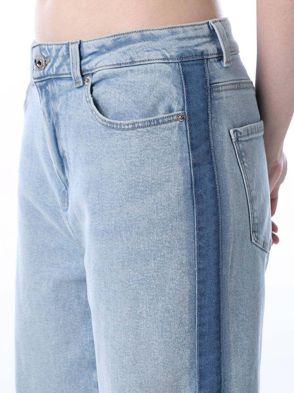 Women Blue Solid Straight Fit Jeans | ST23 - view 3