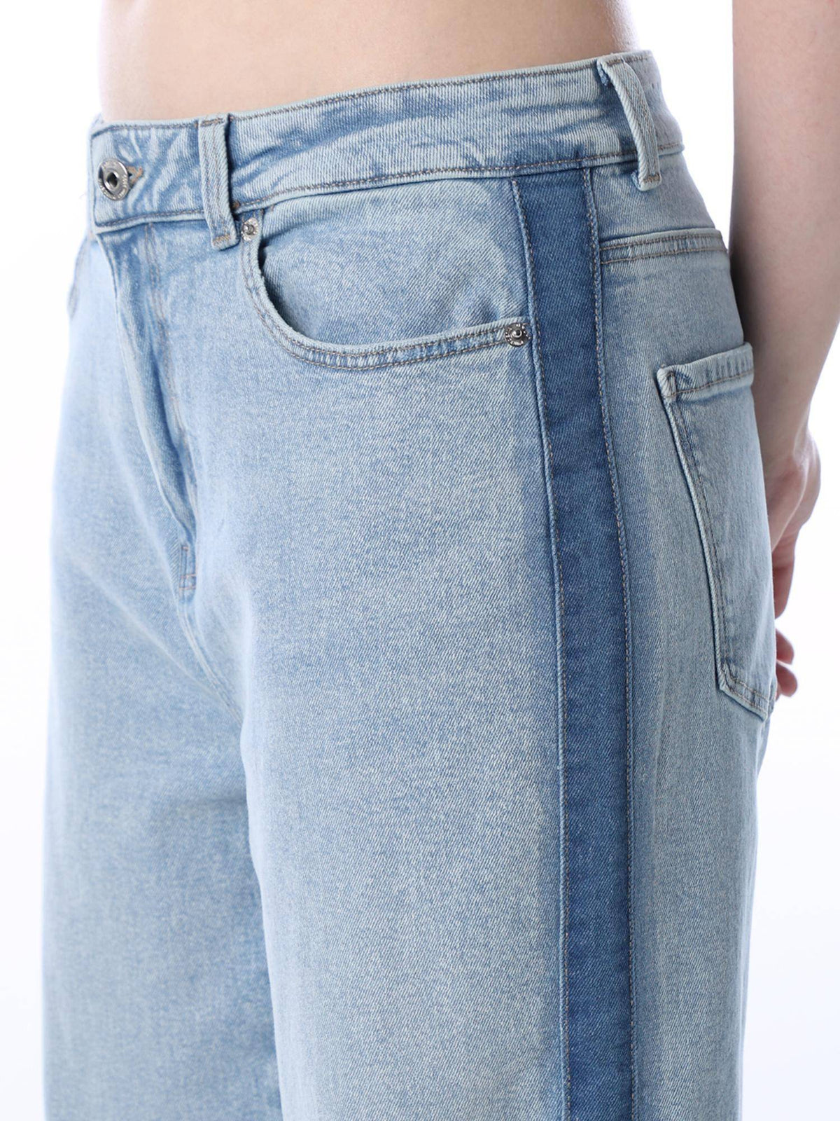 Women Blue Solid Straight Fit Jeans | ST23 - view 3