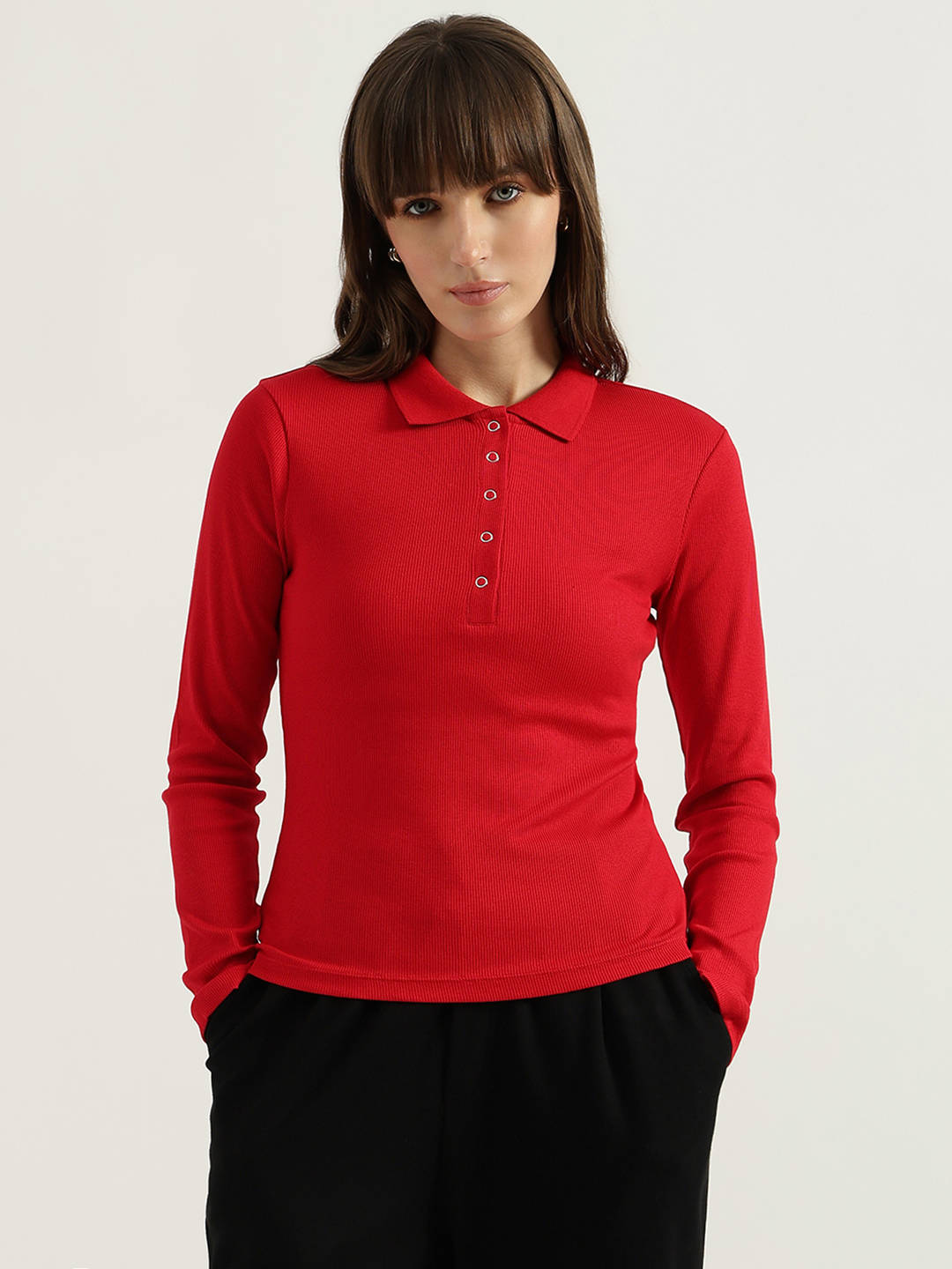 Green Polo Neck Solid T-Shirt | PW43 - view 6