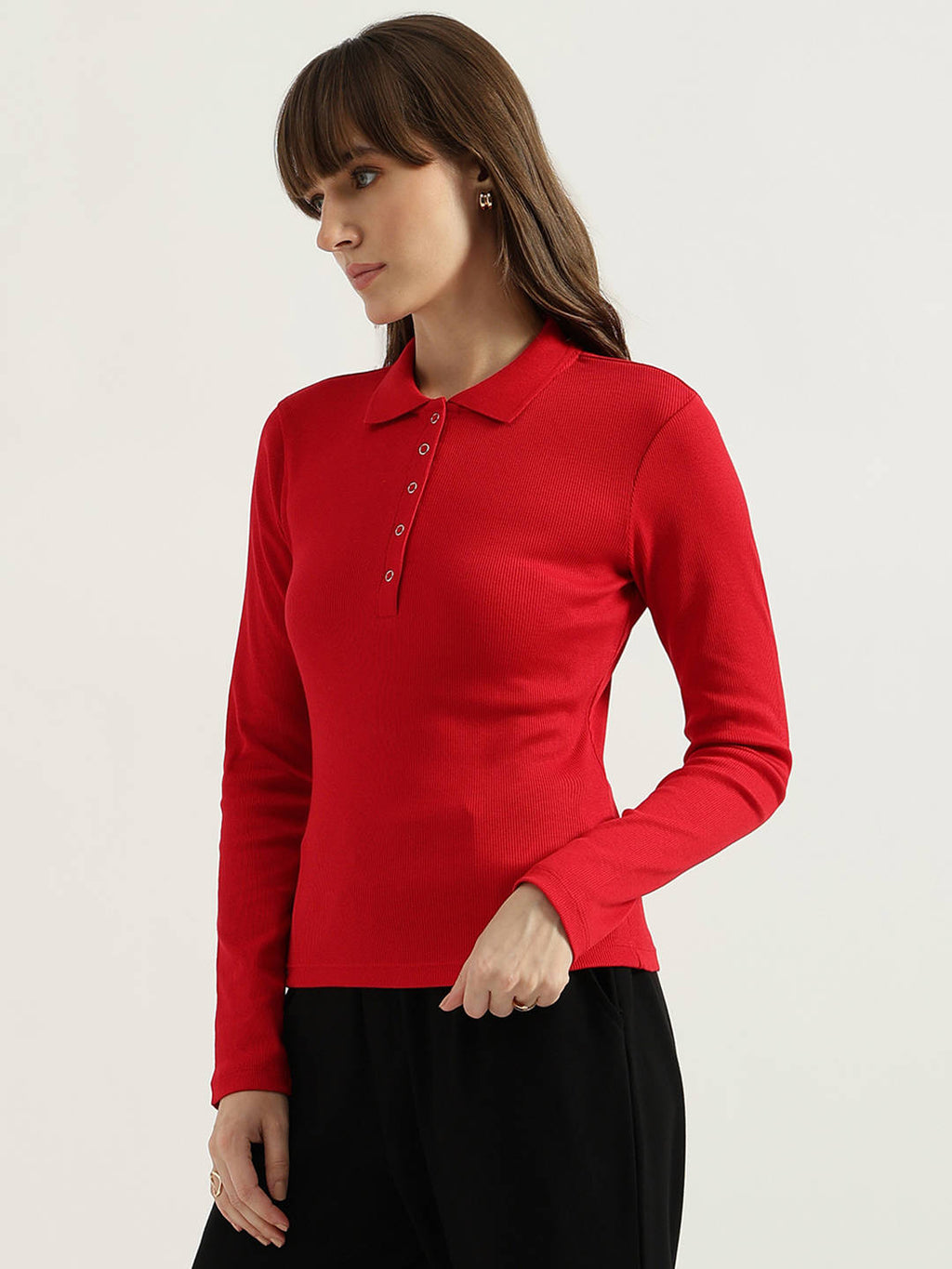 Red Polo Neck Solid T-Shirt | PW43 - view 2