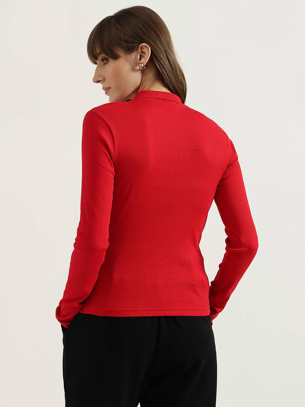 Red Polo Neck Solid T-Shirt | PW43 - view 3