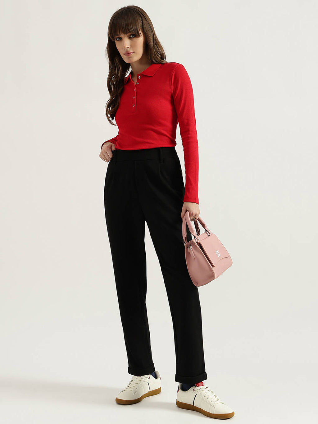Red Polo Neck Solid T-Shirt | PW43 - view 4