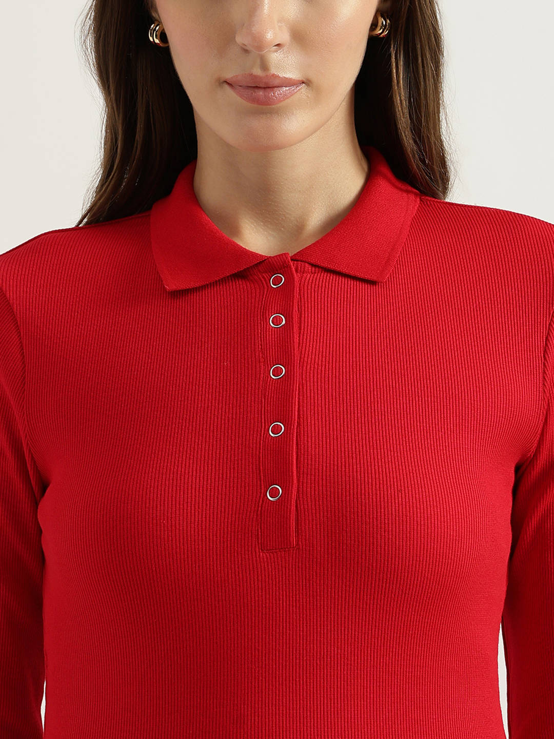 Red Polo Neck Solid T-Shirt | PW43 - view 5