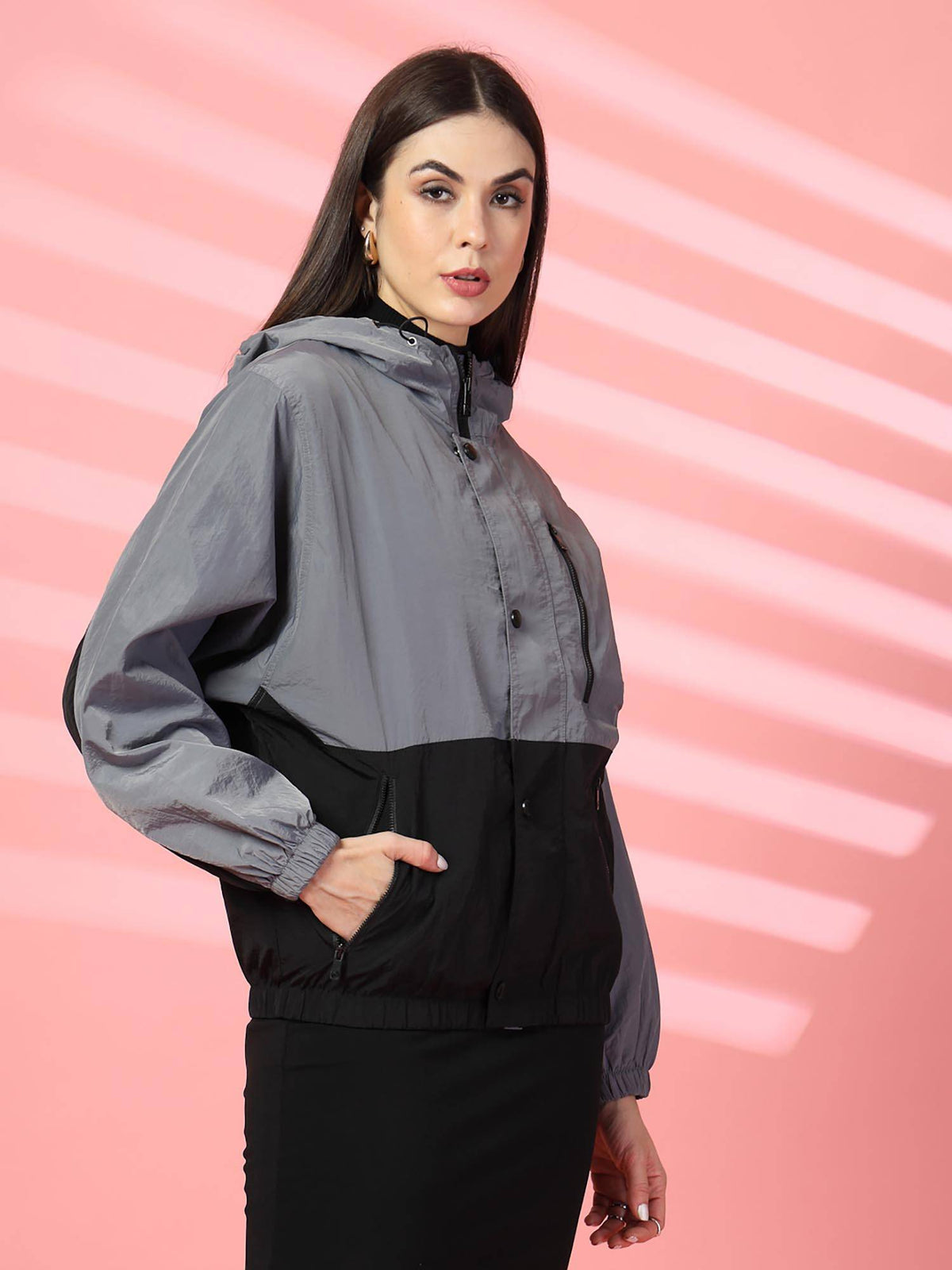 Women Standard Length Polyester Winter Sports Zipper Stylish Jacket | JK12 - view 4