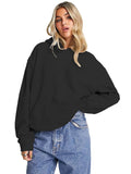 Women Solid Black Loose Fit Sweatshirt With Hood | SS90 - view 1