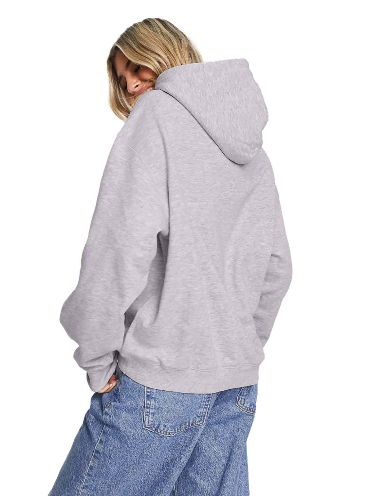 Women Grey Loose Fit Sweatshirt With Hood | SS90 - view 3