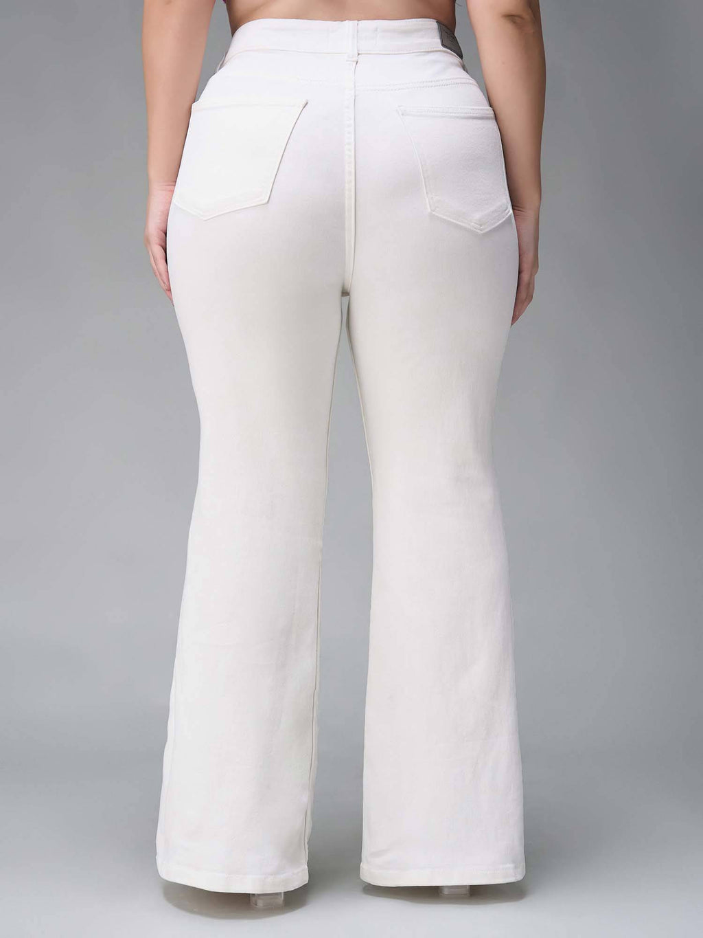 A+ Curve Collection Plus Size White Bootcut High Rise Stretchable Jeans | BT10 - view 4
