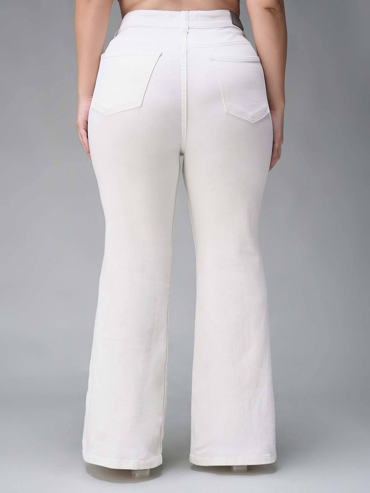 A+ Curve Collection Plus Size White Bootcut High Rise Stretchable Jeans | BT10 - view 4