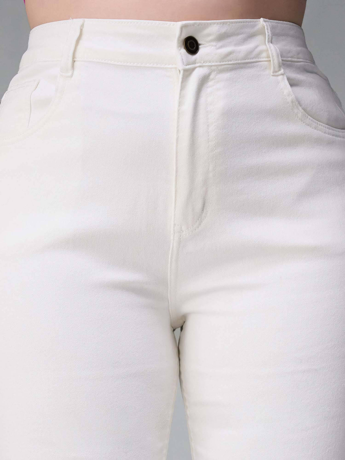 A+ Curve Collection Plus Size White Bootcut High Rise Stretchable Jeans | BT10 - view 5
