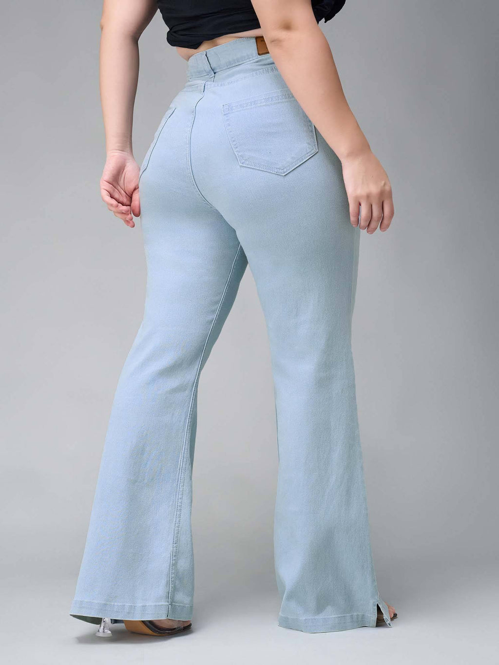 A+ Curve Collection Plus Size Light Blue Bootcut High rise Jeans | BT10 - view 4