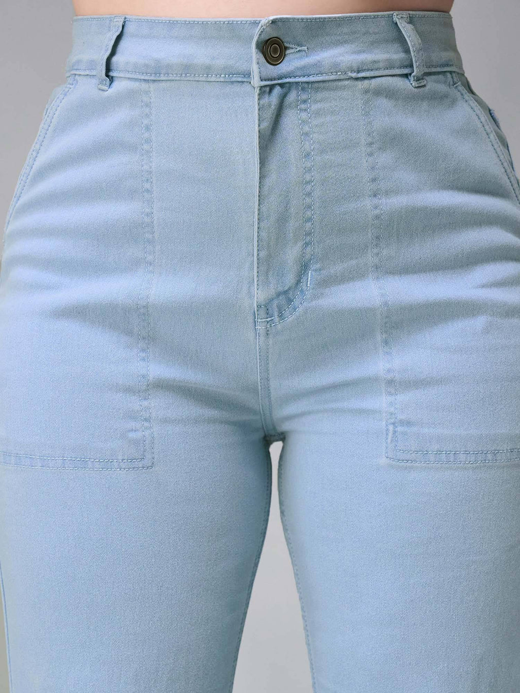 A+ Curve Collection Plus Size Light Blue Bootcut High rise Jeans | BT10 - view 5