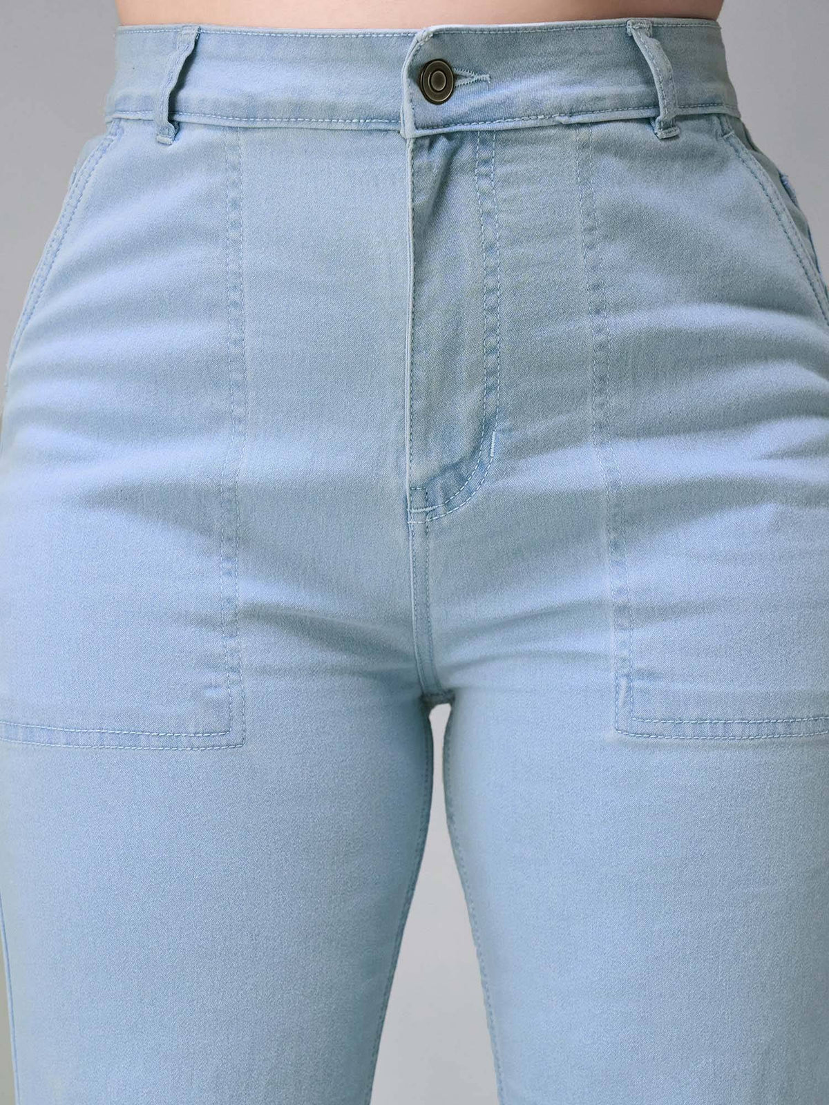 A+ Curve Collection Plus Size Light Blue Bootcut High rise Jeans | BT10 - view 5