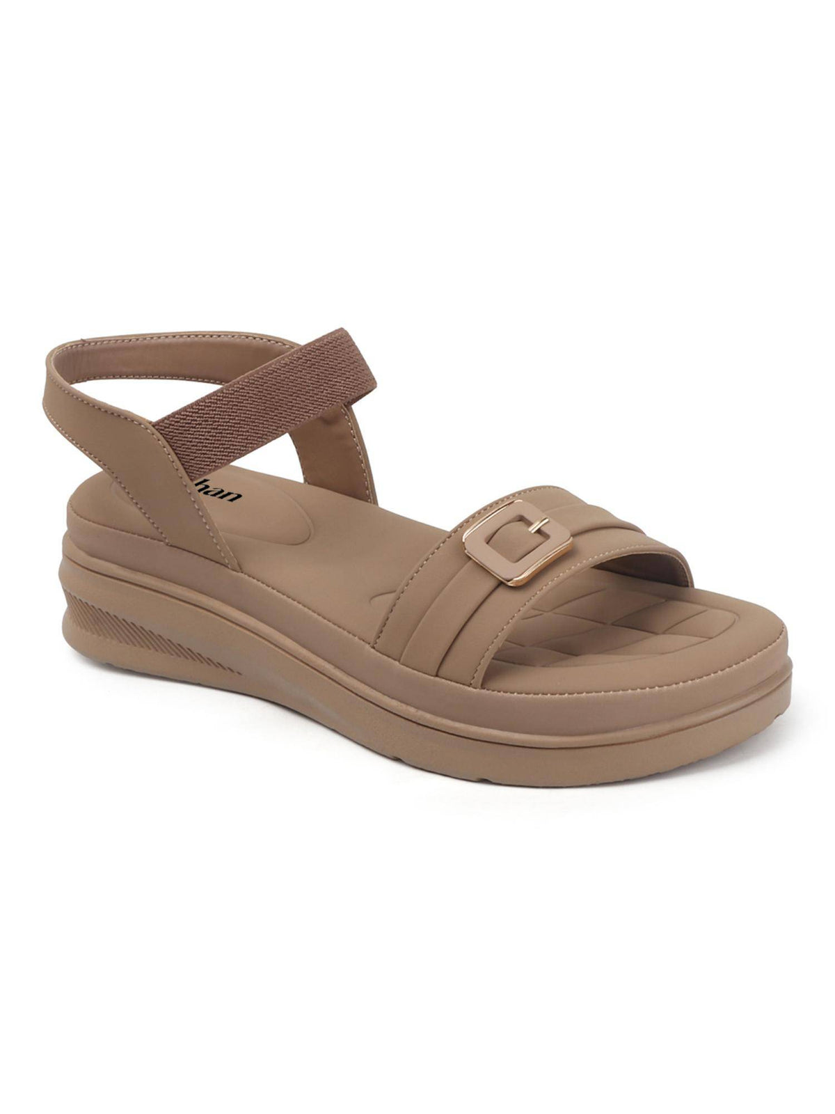 Comfort Women Sandals with Elastic Strap and Cushioned Quilted Insole - Beige | SD89 - view 2