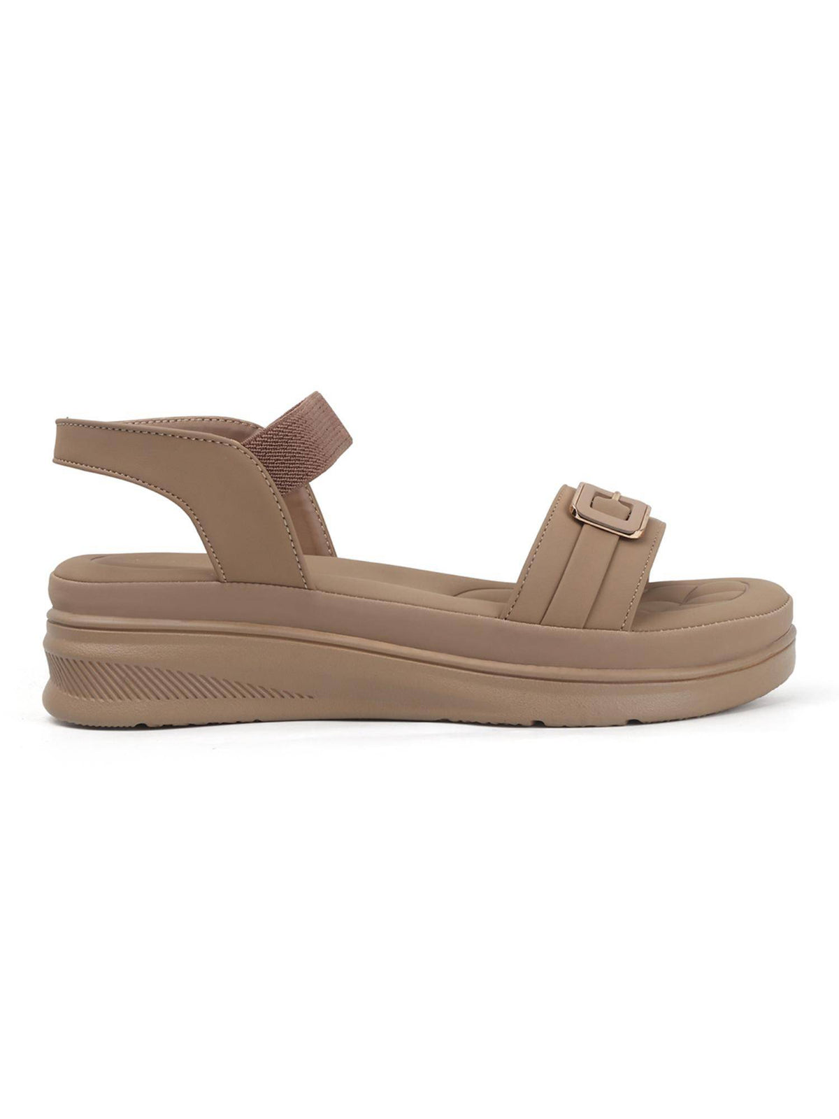 Comfort Women Sandals with Elastic Strap and Cushioned Quilted Insole - Beige | SD89 - view 3