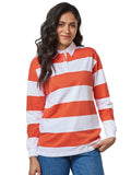Solid Orange Striped Rugby Polo for Women | PW43 - view 1