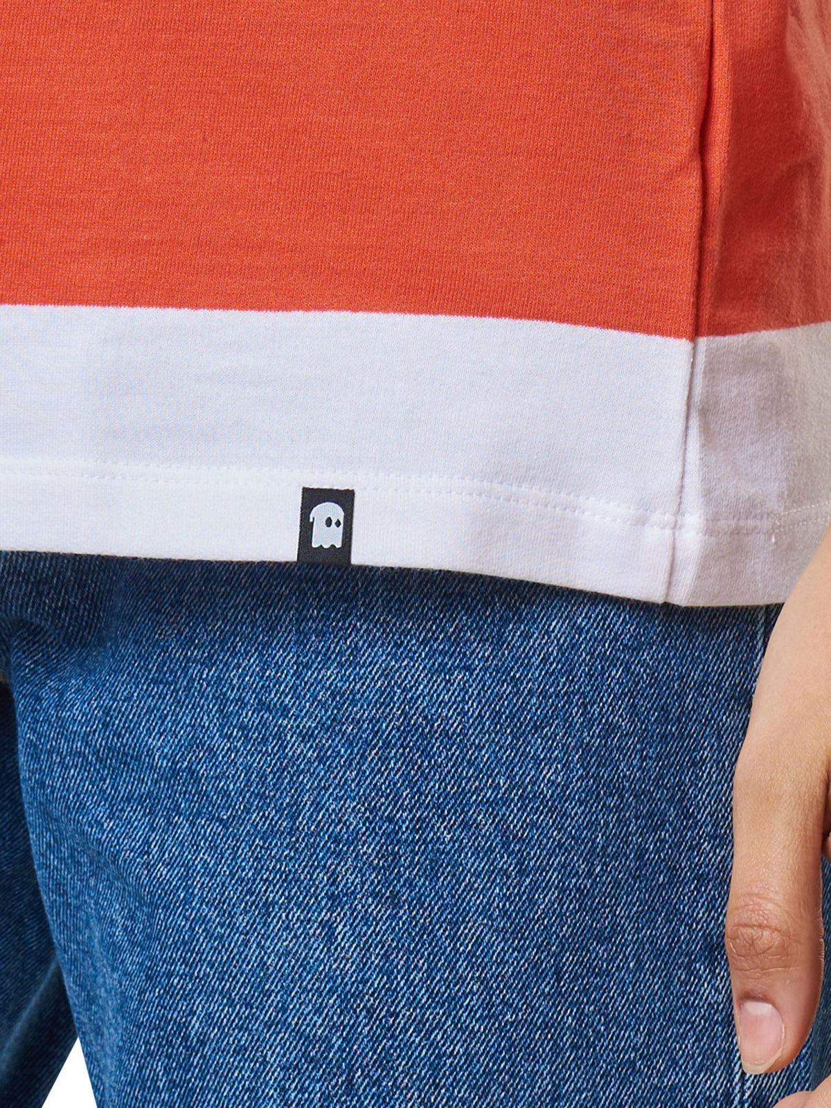 Solid Orange Striped Rugby Polo for Women | PW43 - view 3
