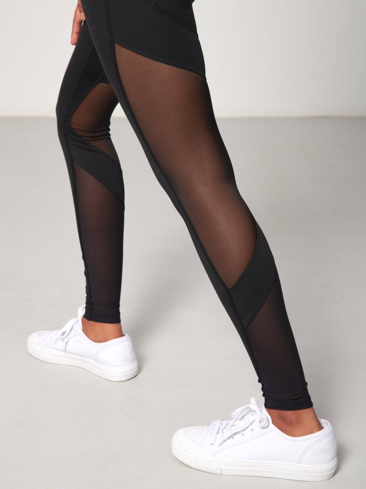 Women Black Mesh Sculpt Leggings | L90 - view 4