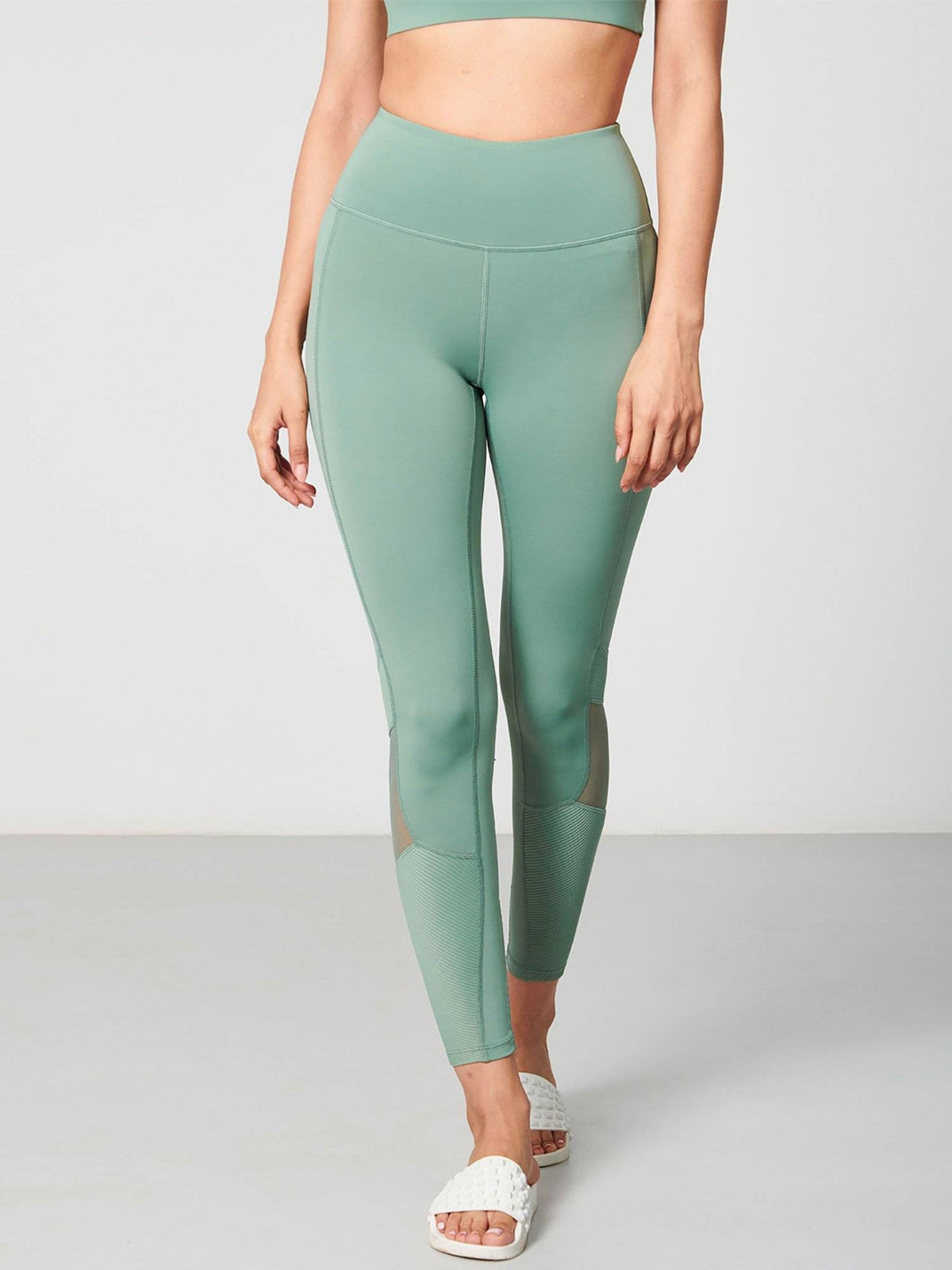 Women Olive Green High Waist Leggings | L90 - view 2