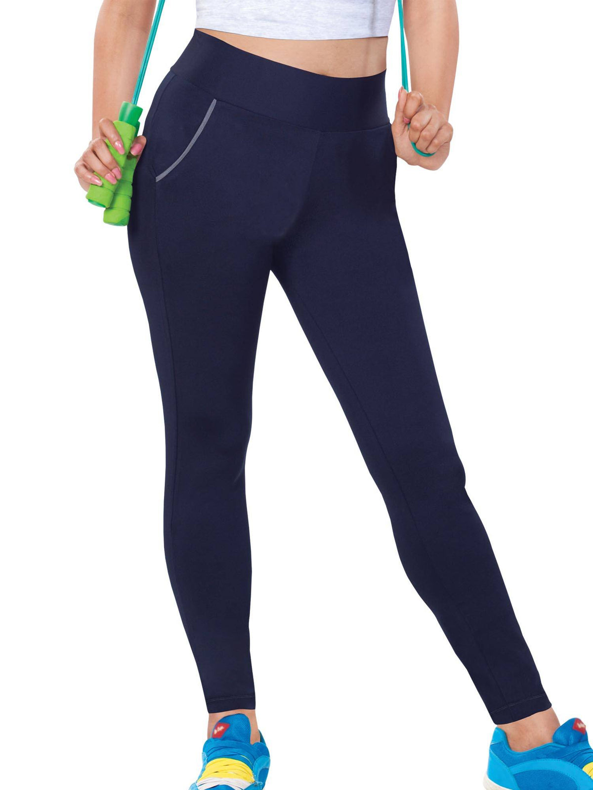 Women's Activewear Workout Leggings With Pocket - Grey | L90 - view 3