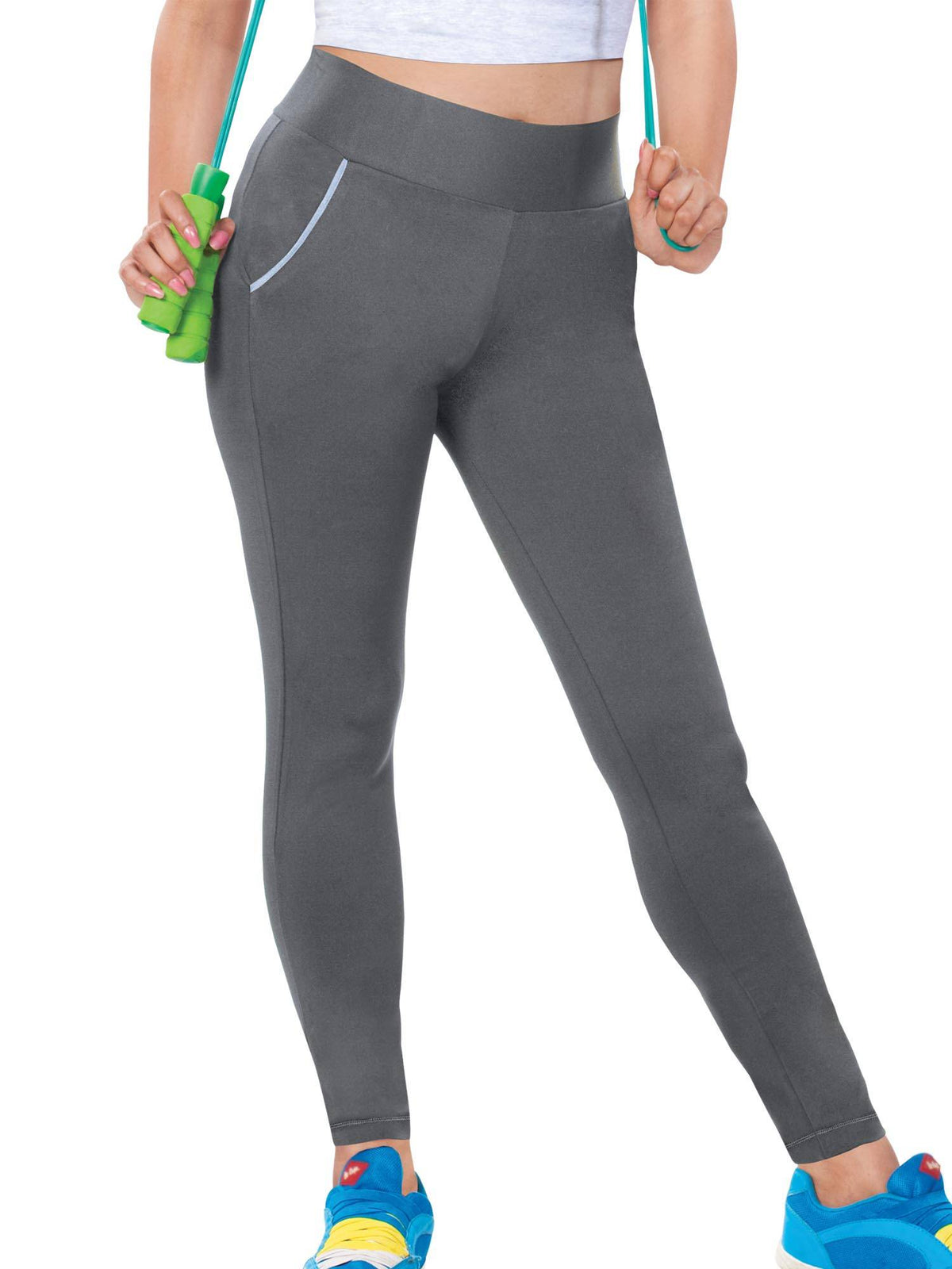Women's Activewear Workout Leggings With Pocket - Grey | L90 - view 1
