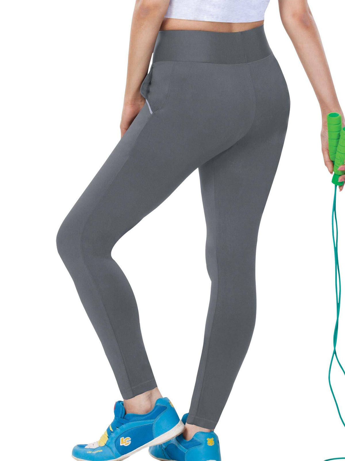 Women's Activewear Workout Leggings With Pocket - Grey | L90 - view 2