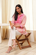 Pink Cotton Printed A-line Short Kurta K60