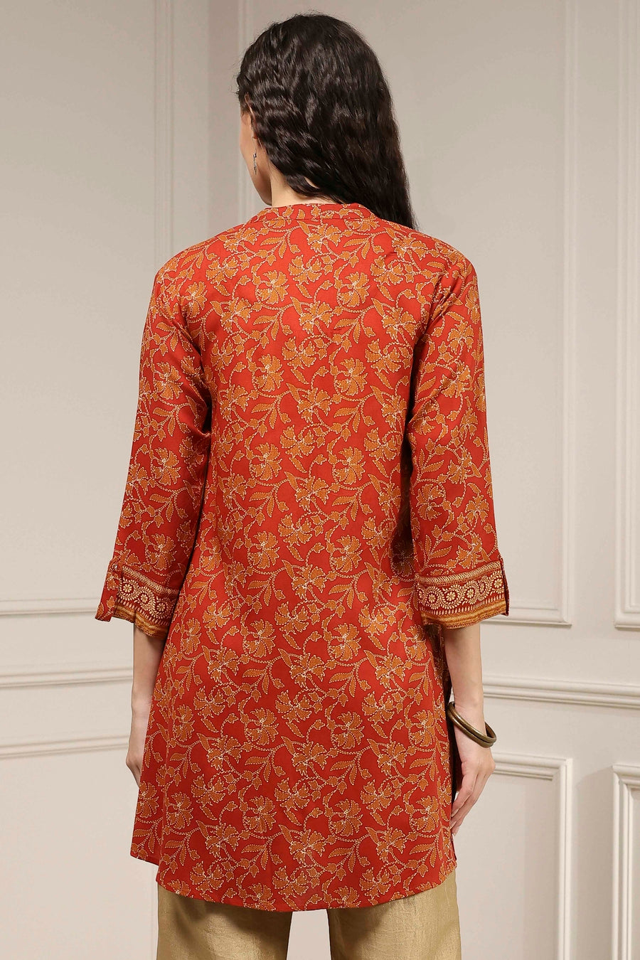 Rust Viscose Rayon Relaxed Printed Shirt K60