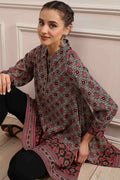 Beige Red Viscose Rayon Relaxed Printed Top K60