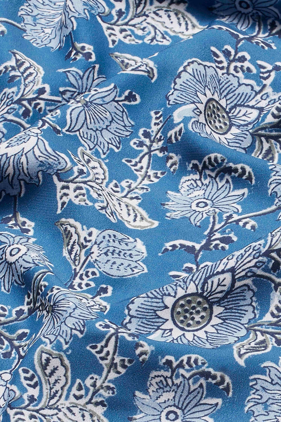 Blue Floral Printed Straight Kurti K60