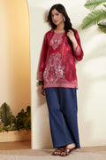 Maroon Floral Printed Straight Short Kurti K60