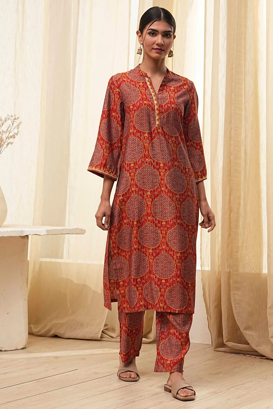 Rust Red Printed Co-ord Set CO87