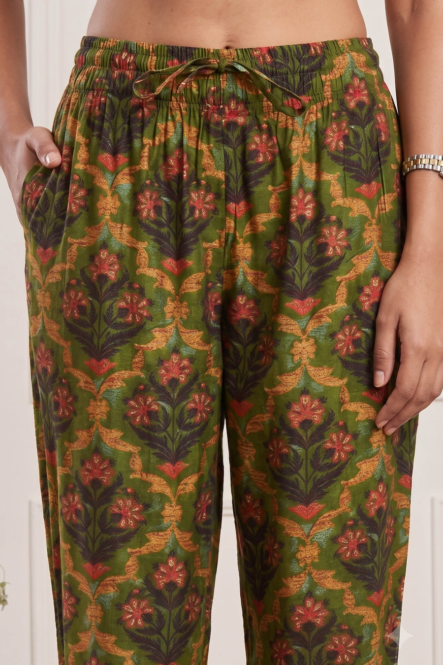 Green Poly Viscose Straight Kurta Pants Set KS60