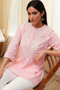 Pink Cotton Yarn Dyed Short Kurta K60