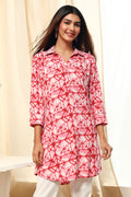 Pink Printed Straight Short Kurta K60