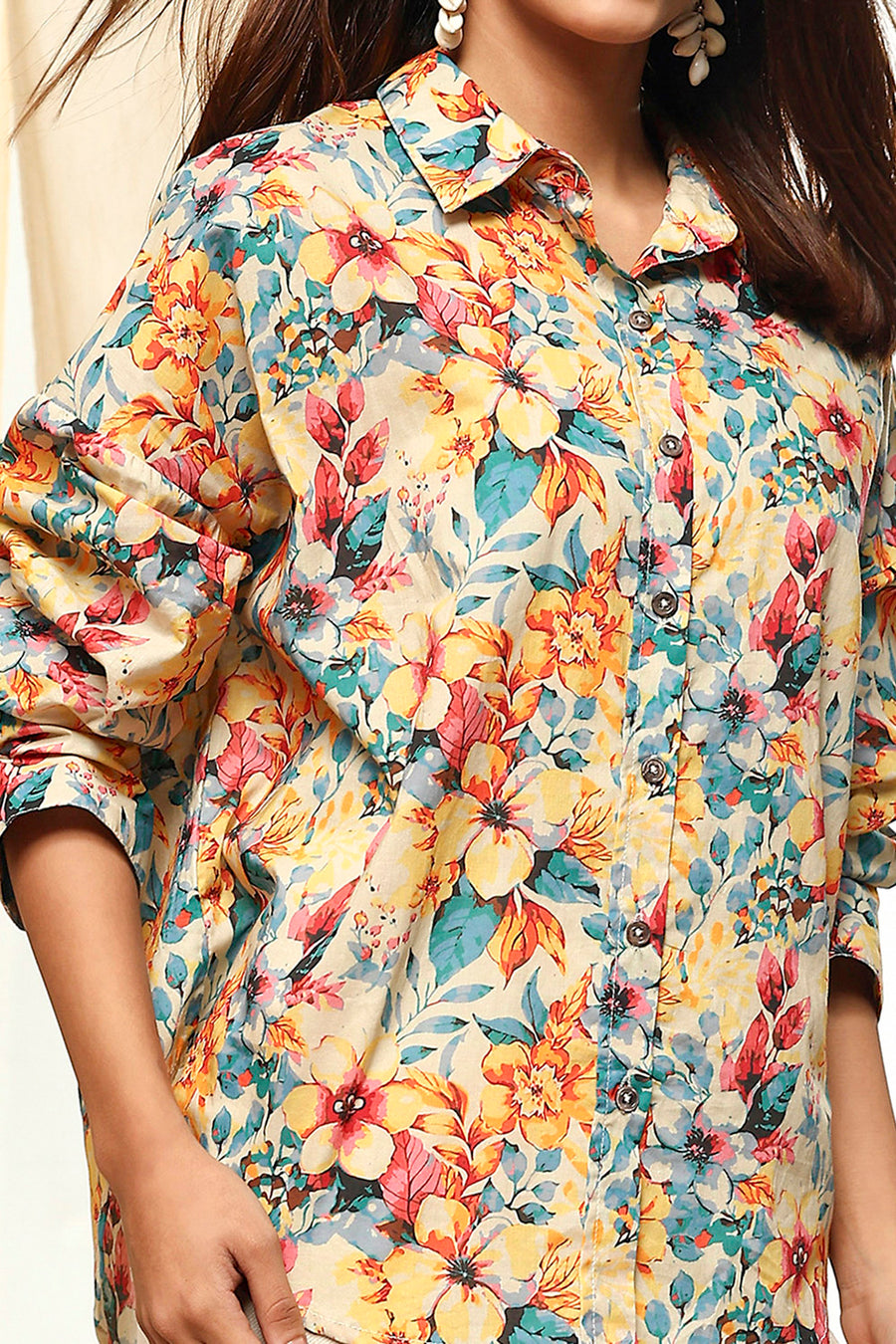 Multi-Colored Cotton Floral Shirt K60