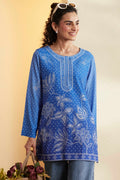 Blue Printed Straight Kurti K60