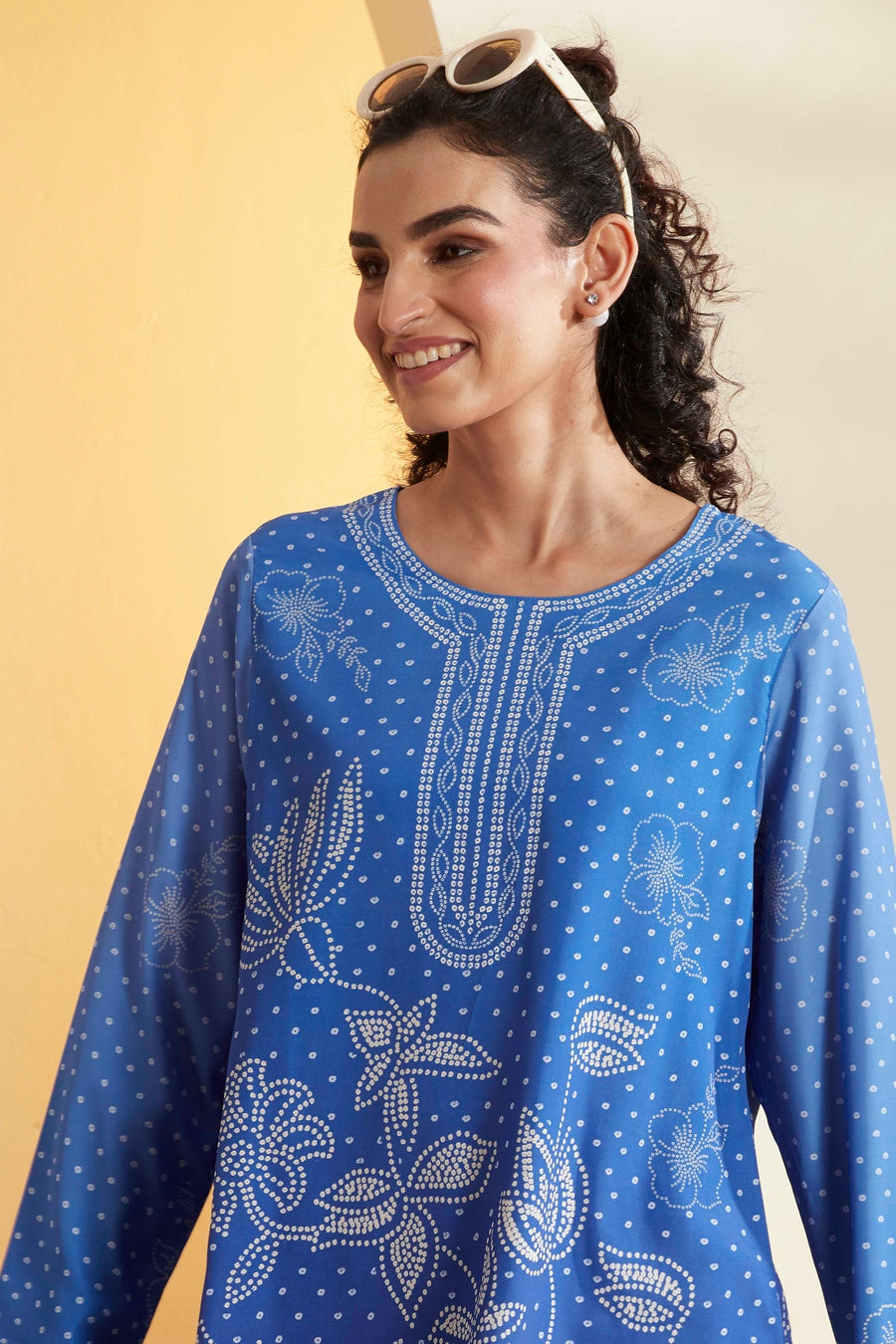 Blue Printed Straight Kurti K60
