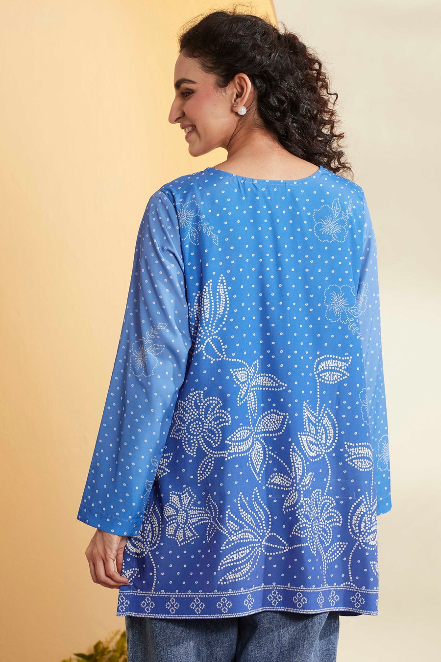 Blue Printed Straight Kurti K60